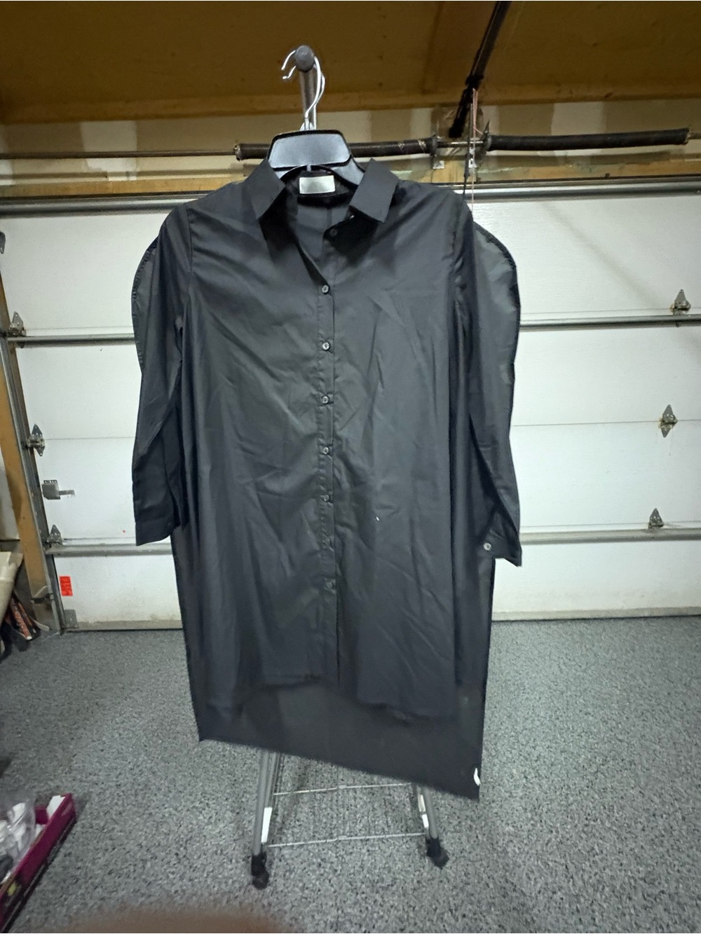 02 collection Woman’s Black Button-Up Dress Shirt xtra long